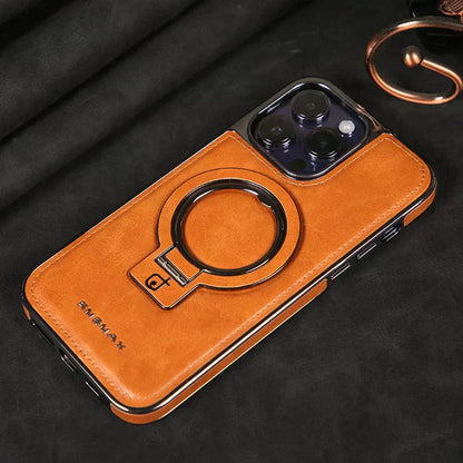 Luxury Leather Invisible Stand iPhone Case