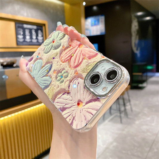 💕Limited time 50% off🔥Oil Painting Flower iPhone Case with Lens Protector Film