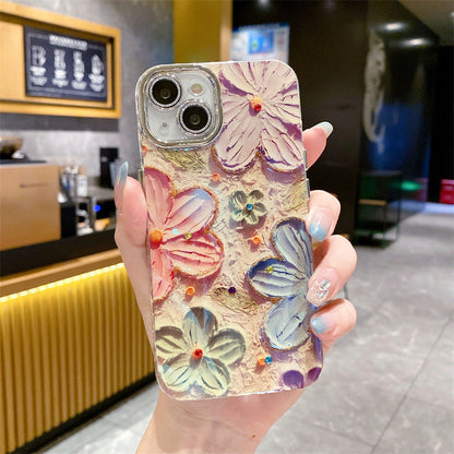 💕Limited time 50% off🔥Oil Painting Flower iPhone Case with Lens Protector Film